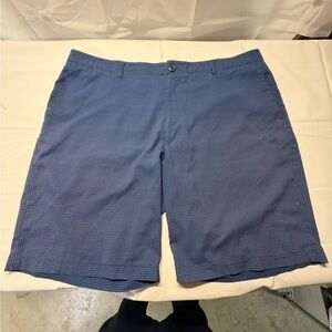Hogan Men's Navy Checkered Flat Front Shorts